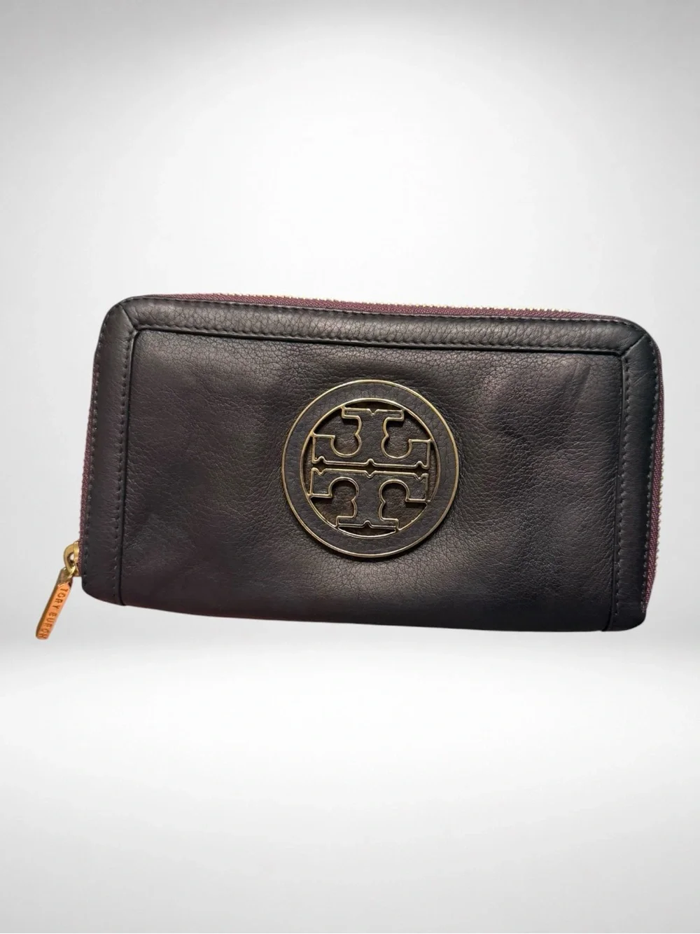 Tory Burch Amanda Continental Zip Around Wallet Women’s Leather Eggplant Purple